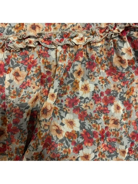 Miami Floral Long Sleeve Dress Boho Flowy Mini Spring Romantic Feminine S - Picture 7 of 8